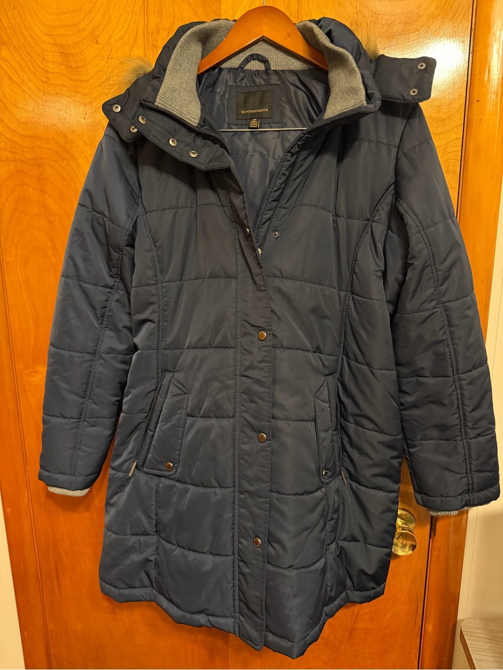 Weatherproof Navy Quilted Women's Puffer Coat with Hood